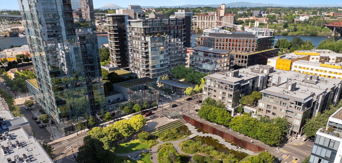 Portland's Pearl District neighborhood near Waterfront Pearl condos